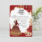 Quinceanera Burgundy Gold Cowgirl Einladung (Stehend Vorderseite)