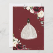 Quinceañera Burgundy Ivory White Floral Princess Einladung (Rückseite)