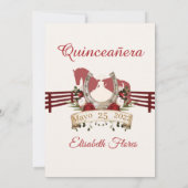 Quinceanera Burgundy Red Charra, Charro Western Save The Date (Rückseite)