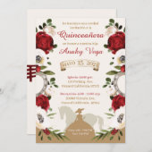 Quinceanera Burgundy Red Charra, Charro Western Save The Date (Vorne/Hinten)