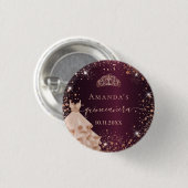 Quinceanera burgundy Rose gold tiara Kleidername Button (Vorne & Hinten)