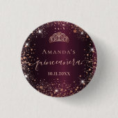 Quinceanera burgundy Rose gold tiara name skript Button (Vorderseite)