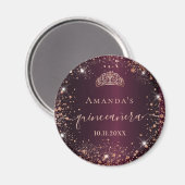 Quinceanera burgundy Rose gold tiara name skript Magnet (Vorderseite/Rückseite)