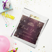 Quinceanera burgundy Rose gold tiara vielen Dank Geschenktütchen