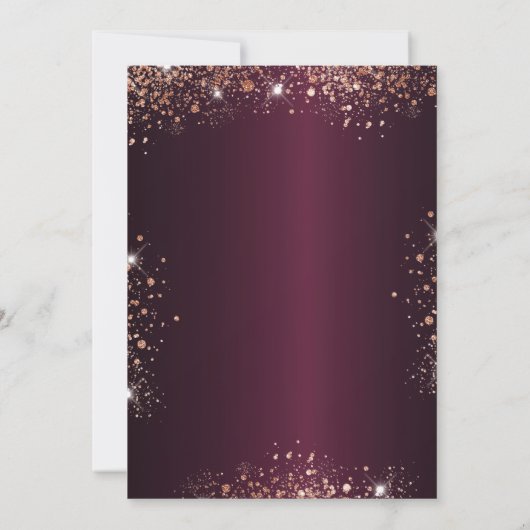 Quinceanera burgundy Rose Goldkleid Einladung (Rückseite)