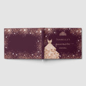 Quinceanera burgundy Rose Goldkleid tiara Name Gästebuch (Voll)