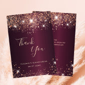 Quinceanera burgundy Rose Goldname Dankeschön-Kart Dankeskarte