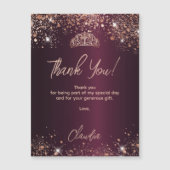 Quinceanera burgundy Rose Magnet danke Karte (Vorderseite)