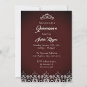 Quinceanera Burgundy Sparkle Diamond Tiara Bow Einladung (Rückseite)