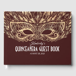 Quinceanera Burgundy und Gold Gästebuch