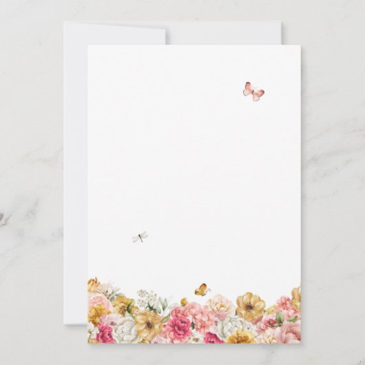 Quinceanera Butterfly Blush Pink & Yellow Floral Einladung (Rückseite)