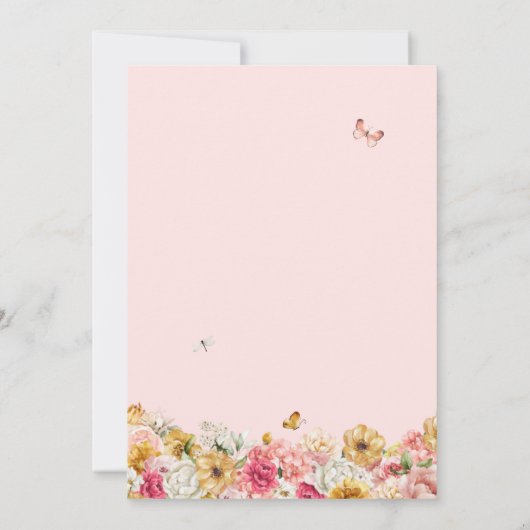 Quinceanera Butterfly Blush Pink & Yellow Floral Einladung (Rückseite)