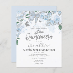 Quinceanera Butterfly Budget Einladung - Spanisch