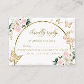 Quinceanera Butterfly Budget RSVP Card Begleitkarte (Vorderseite)