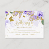 Quinceanera Butterfly Budget RSVP Card Begleitkarte (Vorderseite)