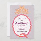 Quinceañera Butterfly Crown Squigggle Save the Dat Date (Vorderseite)