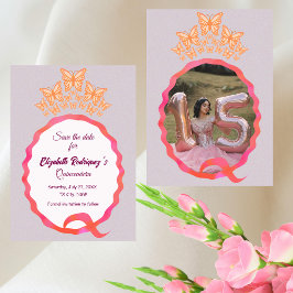 Quinceañera Butterfly Crown Squigggle Save the Dat Date