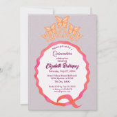 Quinceañera Butterfly Crown Squiggle Invitation Einladung (Vorderseite)