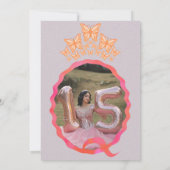 Quinceañera Butterfly Crown Squiggle Invitation Einladung (Rückseite)