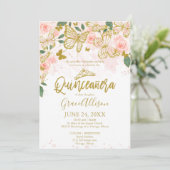 Quinceanera Butterfly Einladung Bilingual (Stehend Vorderseite)