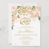 Quinceanera Butterfly Einladung Bilingual (Rückseite)