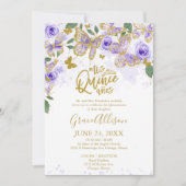 Quinceanera Butterfly Einladung Englisch schreiben (Vorderseite)