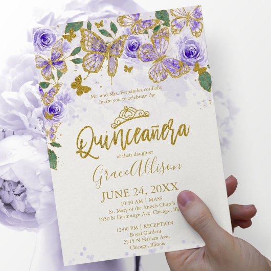 Quinceanera Butterfly Einladung Englisch schreiben