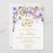 Quinceanera Butterfly Einladung Spanisch Aufnahme (Vorderseite)
