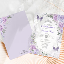 Quinceañera Butterfly Lila Lilac Silver Floral