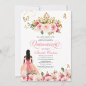 Quinceañera Butterfly Rosa Aquarellfarbe Einladung (Vorderseite)