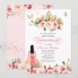 Quinceañera Butterfly Rosa Aquarellfarbe Einladung