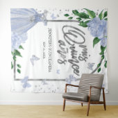 Quinceanera Butterflys Dusty Blue Gown Hintergrund Wandteppich (Beispiel (Horizontal))