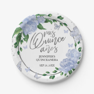 Quinceanera Butterflys Dusty Blue Gown Pappteller