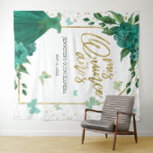 Quinceanera Butterflys Emerald Green Gown Hintergr Wandteppich (Beispiel (Horizontal))