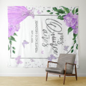 Quinceanera Butterflys Lavender Gown Hintergrund Wandteppich (Beispiel (Horizontal))