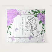 Quinceanera Butterflys Lavender Gown Hintergrund Wandteppich (Vorderseite (Horizontal))