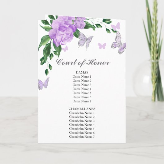 Quinceanera Butterflys Lavender Gown-Programme Programm (Rückseite)