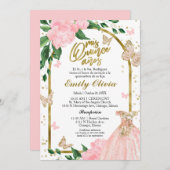 Quinceanera Butterflys Pink Blush Spanisch Einladung (Vorne/Hinten)
