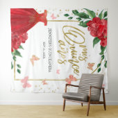 Quinceanera Butterflys Red Gown Hintergrund Wandteppich (Beispiel (Horizontal))