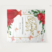 Quinceanera Butterflys Red Gown Hintergrund Wandteppich (Vorderseite (Horizontal))