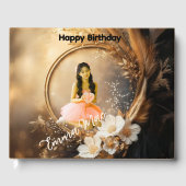 Quinceañera Celebration Custom Floral Gästebuch (Vorderseite)