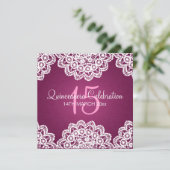 Quinceañera Celebration Party Vintag Lace Pink Einladung (Stehend Vorderseite)