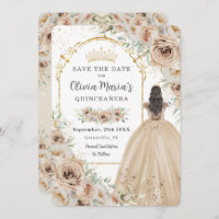 Quinceañera Champagne Beige Cream Floral Princess
