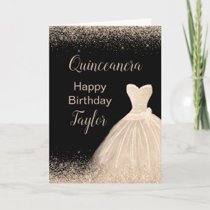 Quinceanera Champagne Weißes Kleid Imitate Glitzer Karte