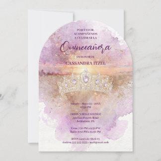 Quinceañera Charming Lilac & Gold Tiara Einladung
