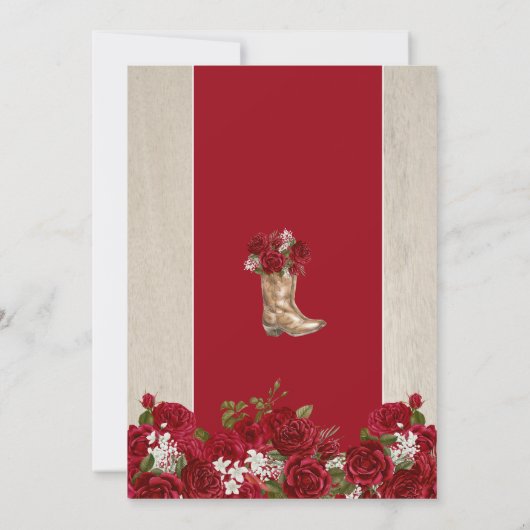 Quinceanera Charra Parco Tassino Rote Rose & Locar Einladung (Rückseite)