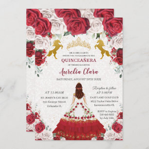 Quinceañera Charro Kleid Prinzessin Crown Pferde Einladung