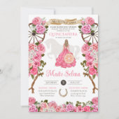 Quinceanera Charro Rodelbahn mit Aussicht Rosa Wes Einladung (Vorderseite)