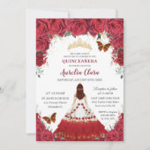 Quinceañera Charro Rote Blütenprinzessin Pferdesch Einladung (Vorderseite)