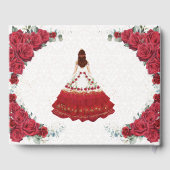 QUINCEAÑERA Charro Rote Rosen Blumenauß Gästebuch (Rückseite)